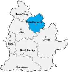 Poziția localității Districtul Zlaté Moravce