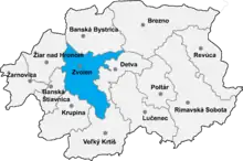 Poziția localității Districtul Zvolen