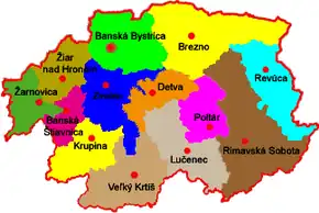 Districtele regiunii Banská Bystrica