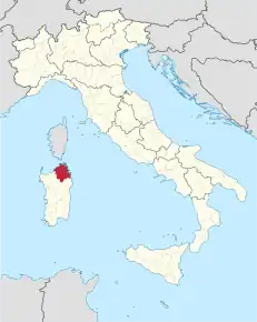 Poziția regiunii Provincia di Olbia-Tempio