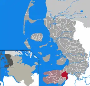 Poziția  Oldenswort pe harta districtului Nordfriesland