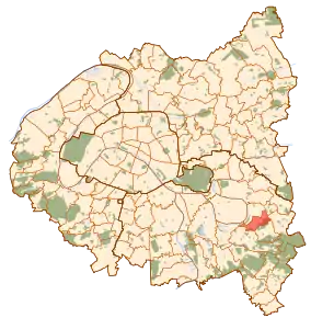 Localizarea în cadrul suburbiilor Parisului