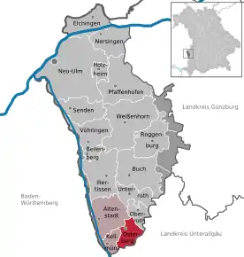 Poziția  Osterberg pe harta districtului Neu-Ulm