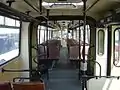 Interior autobuz Ikarus 280 ca și cele folosite în Baia Mare.