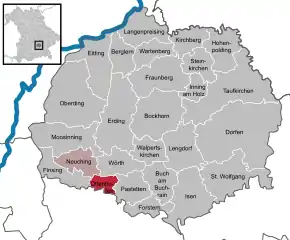 Poziția  Ottenhofen pe harta districtului Erding