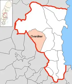 Harta comunei Ovanåker în cadrul regiunii Gävleborg
