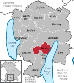 Poziția Pöcking pe harta districtului Starnberg