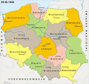 Integrarea teritoriilor în voievodatele Poloniei în iunie  1946
