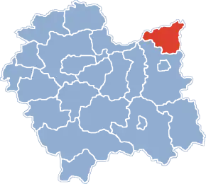 Județul Dąbrowski pe harta Voievodatului Polonia Mică