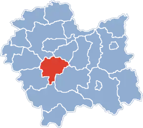 Poziția localității Județul Myślenice