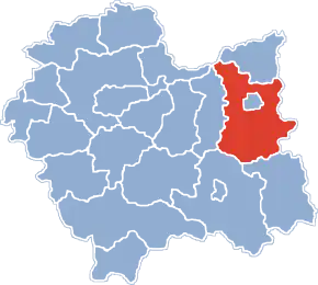Poziția județului în voievodatul Polonia Mică