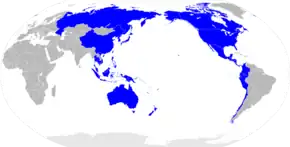 A kékkel jelölt országok a Csendes-óceánnal határos országok.