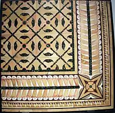 Marmură galbenă antică în reconstituirea un paviment din opus sectile de la Palatin, Roma