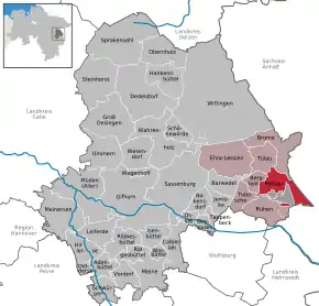 Poziția  Parsau pe harta districtului Gifhorn