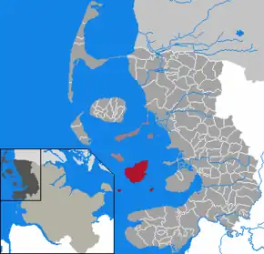 Poziția  Pellworm pe harta districtului Nordfriesland