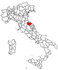 Poziția regiunii Provincia di Pesaro e Urbino