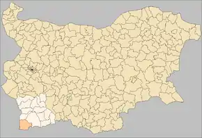 Harta obștinii Petrici în cadrul Bulgariei