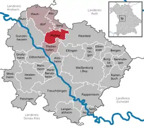 Poziția  Pfofeld pe harta districtului Weißenburg-Gunzenhausen