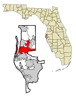 Location in Pinellas County and the state of Florida