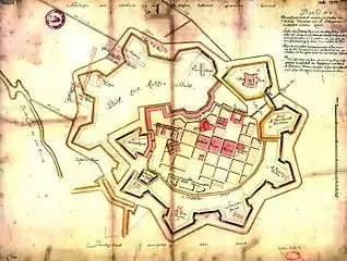 Planul nr. 3 de realizare a extinderii. Nordul este în jos.