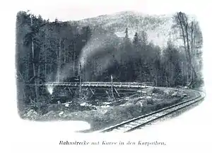 Pod în curbă pe valea Cașinului, anul 1910