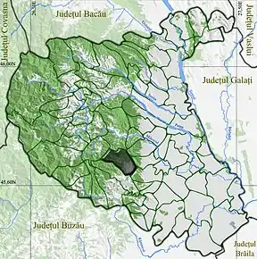 Amplasarea în cadrul județului