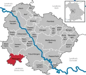 Poziția  Polsingen pe harta districtului Weißenburg-Gunzenhausen