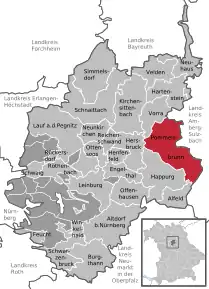 Poziția  Pommelsbrunn pe harta districtului Nürnberger Land