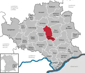 Poziția  Postmünster pe harta districtului Rottal-Inn