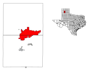 Plasare în comitatul Potter (la nord) și comitatul Potter (la sud), respectiv în statul &nbsp;Texas