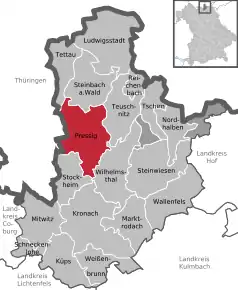 Poziția  Pressig pe harta districtului Kronach