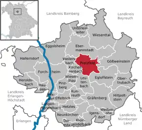 Poziția Pretzfeld pe harta districtului Forchheim