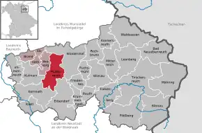 Poziția Pullenreuth pe harta districtului Tirschenreuth