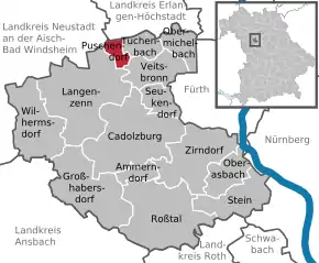 Poziția Puschendorf pe harta districtului Fürth
