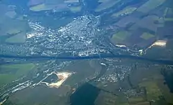 Vedere aeriană a orașele Râbnița,  Rezina (se află în dreapta-jos) și a satelor Ciorna și Boșernița