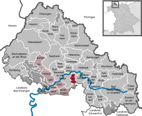 Poziția  Rödelmaier pe harta districtului Rhön-Grabfeld