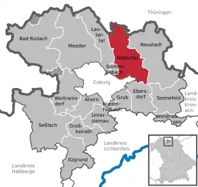 Poziția orașului Rödental pe harta districtului Coburg