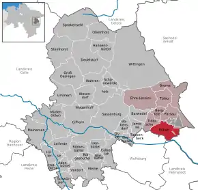 Poziția  Rühen pe harta districtului Gifhorn