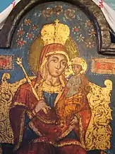 Icoană împărătească: Maica Domnului cu Pruncul (detaliu, zugrav necunoscut,1808)