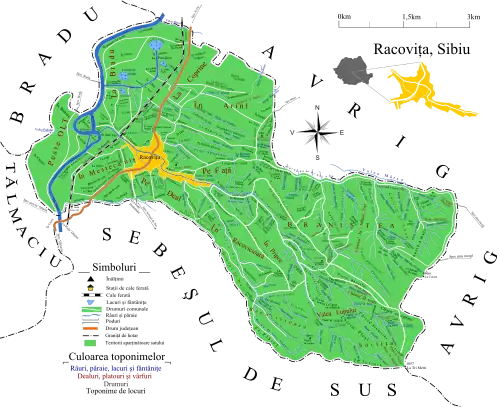 Racovița – Harta toponimică