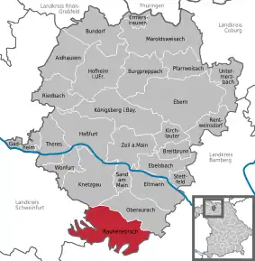 Poziția  Rauhenebrach pe harta districtului Haßberge