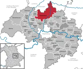 Poziția  Regenstauf pe harta districtului Regensburg