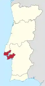 Poziția localității Zona metropolitană din Lisabona