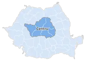 Hartă a regiunii de dezvoltare Centru