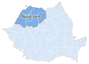 Hartă a regiunii de dezvoltare Nord-Vest