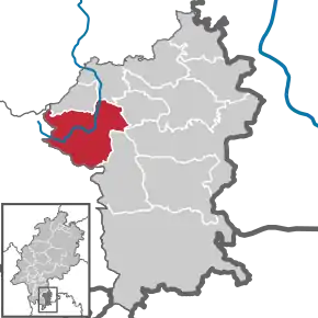 Poziția  Reichelsheim (Odenwald) pe harta districtului Odenwaldkreis