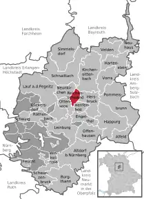 Poziția  Reichenschwand pe harta districtului Nürnberger Land