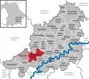 Poziția Reichertsheim pe harta districtului Mühldorf am Inn