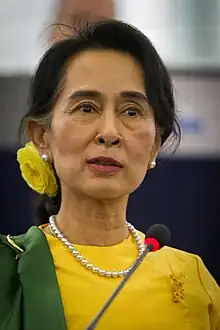 Aung San Suu Kyi, politiciană democrată din Birmania, laureată al Premiului Nobel