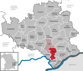 Poziția Reut pe harta districtului Rottal-Inn